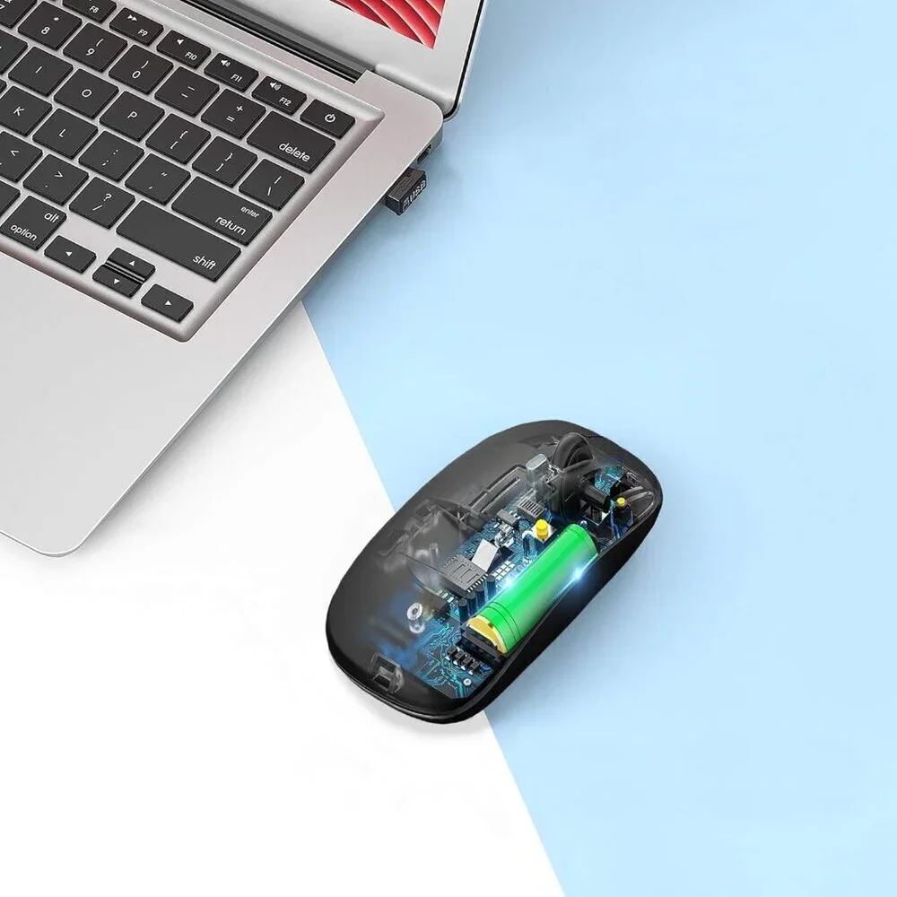 ✨Mouse Black Wireless Bluetooth Rechargeable Silent Slim LED Mouse for Laptop